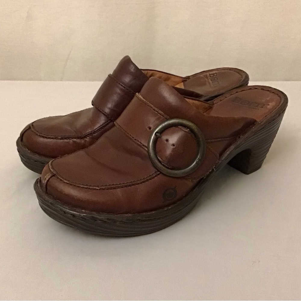 Born 7 Clogs Women’s Comfort Shoes Brown Distressed Leather Boho Platform - Picture 13 of 13